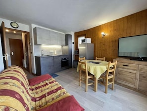 Living area - 300m from resort center, 1st floor, balcony, parking, tv, ski locker, 29m², Praz sur Arly (Praz-sur-Arly)