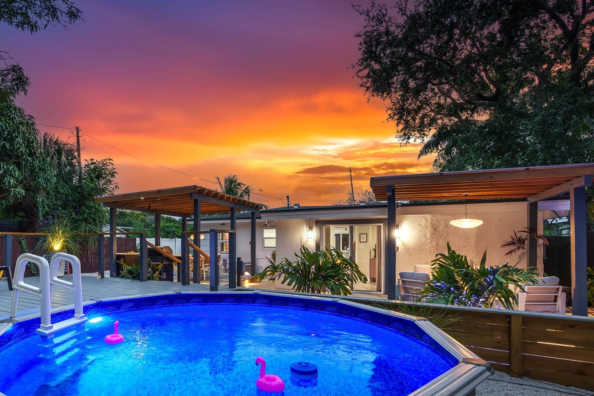 Piscine extérieure, piscine chauffée