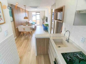 Maresia Beach | Private kitchen | Fridge, microwave, coffee/tea maker, electric kettle