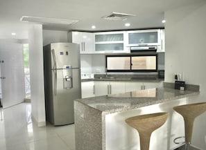 Basic Apartment | Private kitchen | Full-sized fridge