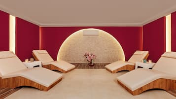 Couples treatment rooms, sauna, hot tub, steam room, Turkish bath