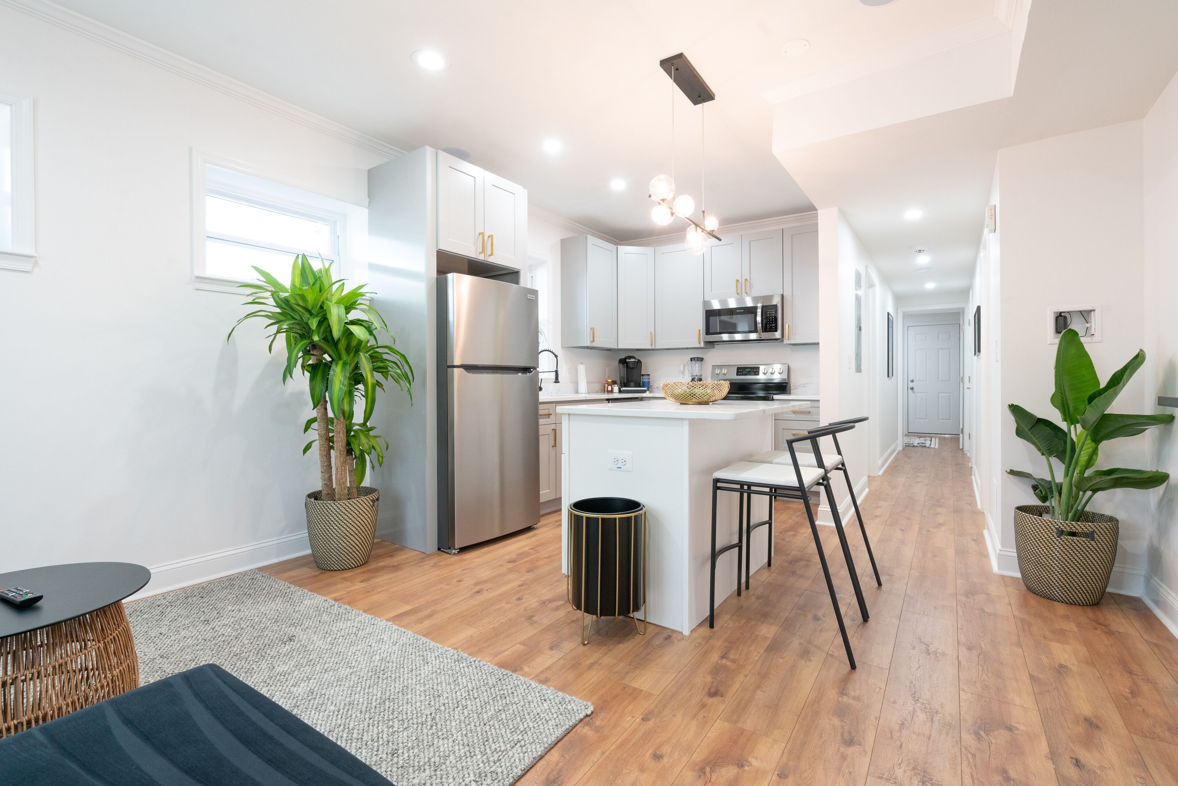 Frigorífico, microondas, horno y placa de cocina