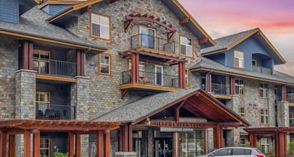 S105 Canmore Retreat- A/C, Hot tub, Gym, MTN view, Free Parking, 2BR, Sleeps 6