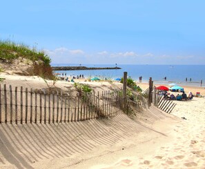 Guests can enjoy access to the beach from this property.