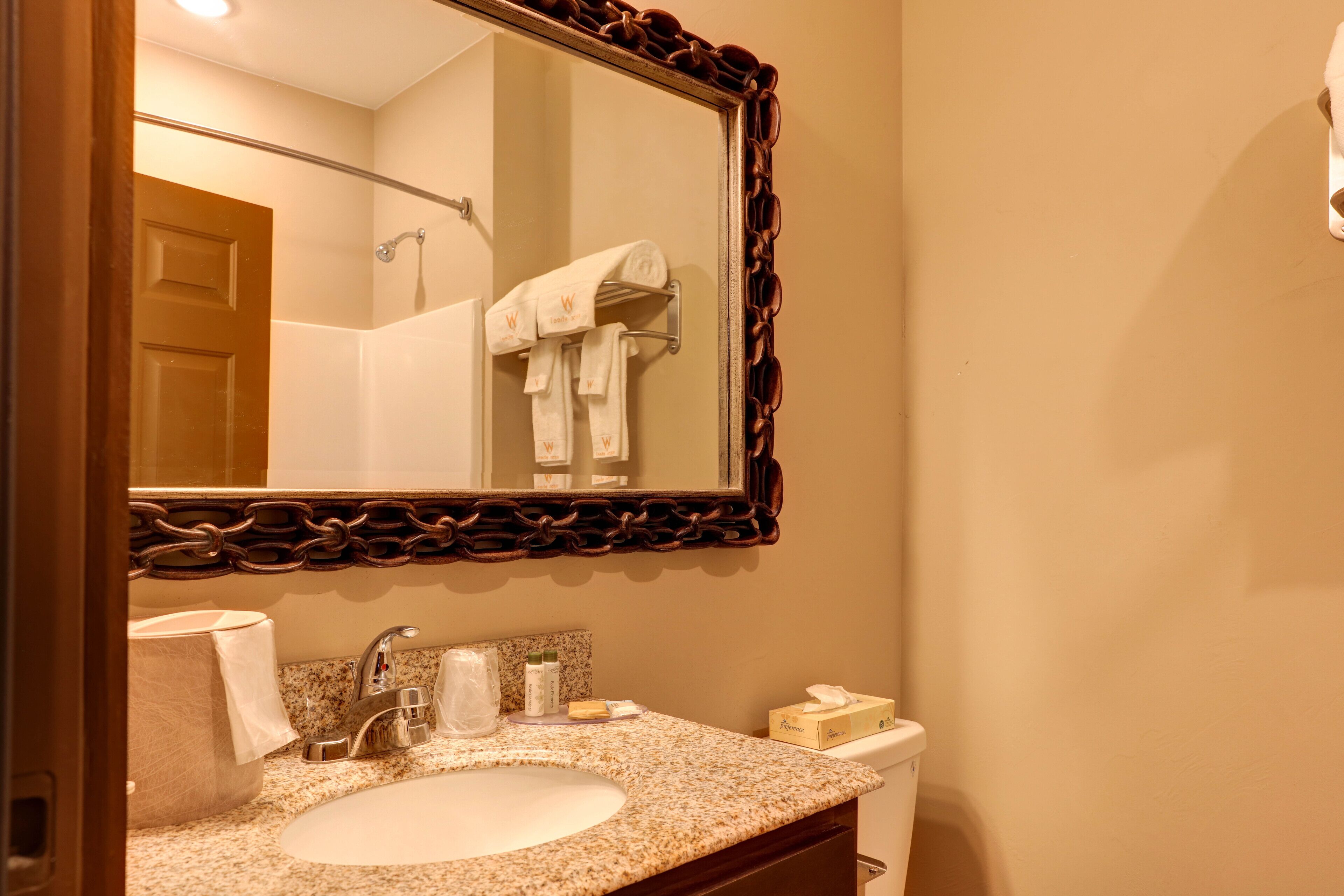 free toiletries, hair dryer, towels, soap