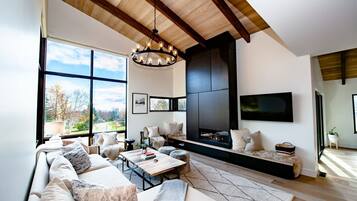 TV connectée, cheminée, jeux vidéo