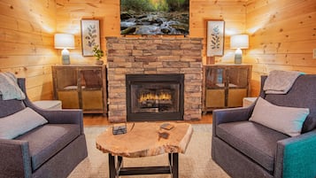 Smart TV, fireplace, ping pong, books
