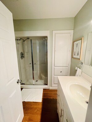 Combined shower/bathtub, jetted bath, hair dryer, towels - FAMILY FRIENDLY LAKE HOUSE WITH FABULOUS SCREENED PORCH (Marshall)