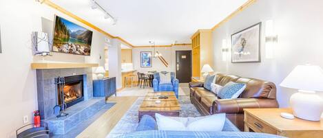 TV, fireplace, DVD player