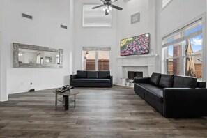 Smart TV, fireplace, video games, offices