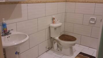 Douche, bidet, serviettes fournies, savon