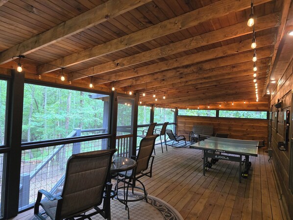Signature Cabin, 1 King Bed, Kitchen | Terrace/patio - Copperhead Lodge and Resort Cabin Rentals (Blairsville)