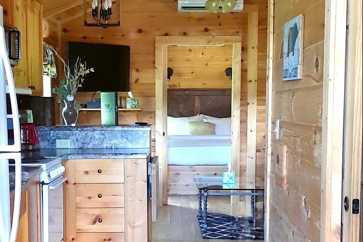 Cabin 13, 1 Bedroom King, Hot Tub, Pool View | Wi-fi (inkludert) og sengetøy