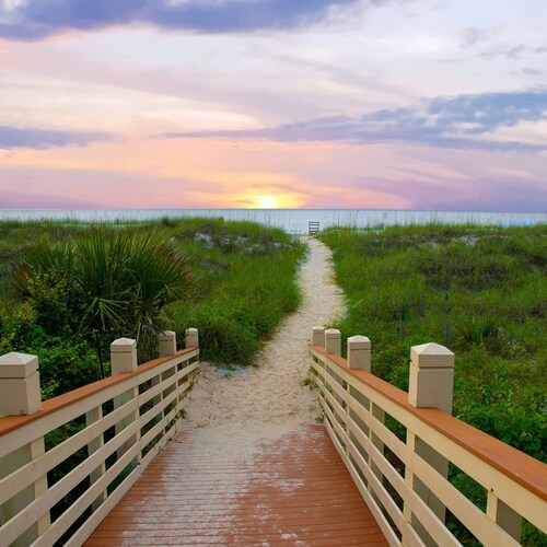 Just A Short Shaded Walk To The Beach.