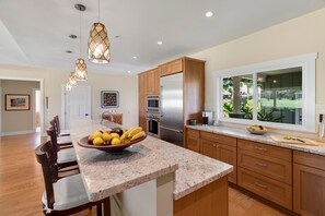 Fridge, microwave, oven, stovetop - Hale Alaula, Elegant Hawaiian Home at exclusive Sunset Drive (Princeville)