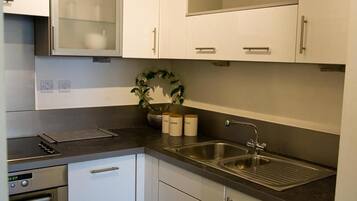 Apartment | Private kitchen | Fridge, microwave, oven, stovetop