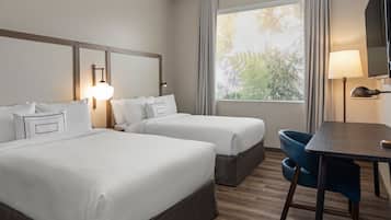 Room, 2 Double Beds, Non Smoking | In-room safe, desk, soundproofing, free cribs/infant beds