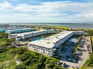 Guest rooms offer scenic ocean views from their beachfront location.