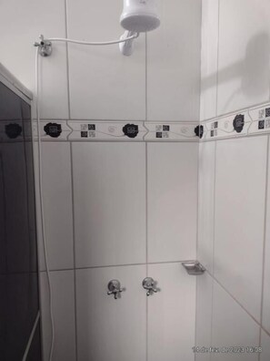 Shower, rainfall showerhead, hair dryer