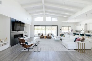 TV, fireplace, video games, ping pong