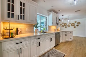 Fridge, microwave, oven, dishwasher