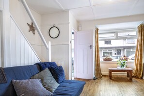 TV connectée, cheminée, livres