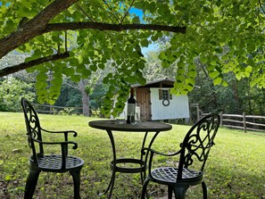 Outdoor dining - LIGHT FILLED CABIN WITH COTTAGE CHARM! MINI-FARM! (Fletcher)