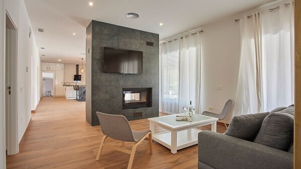 TV, fireplace, table tennis