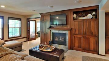 Cabin, Multiple Beds, Fireplace | Living area | TV, fireplace