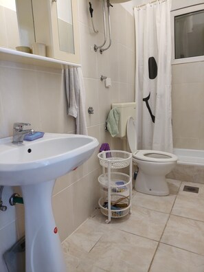Shower, soap, toilet paper
