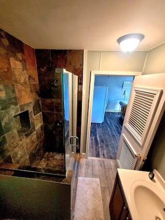 Shower. Lunar Loft, with mountain views