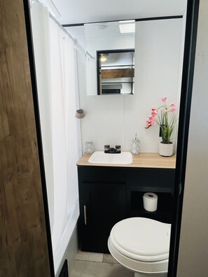 Dusche, Handtücher, Seife, Toilettenpapier