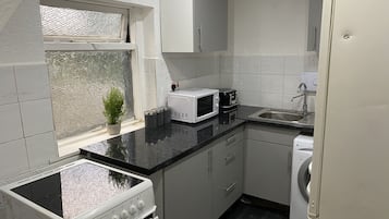 Fridge, microwave, oven, electric kettle