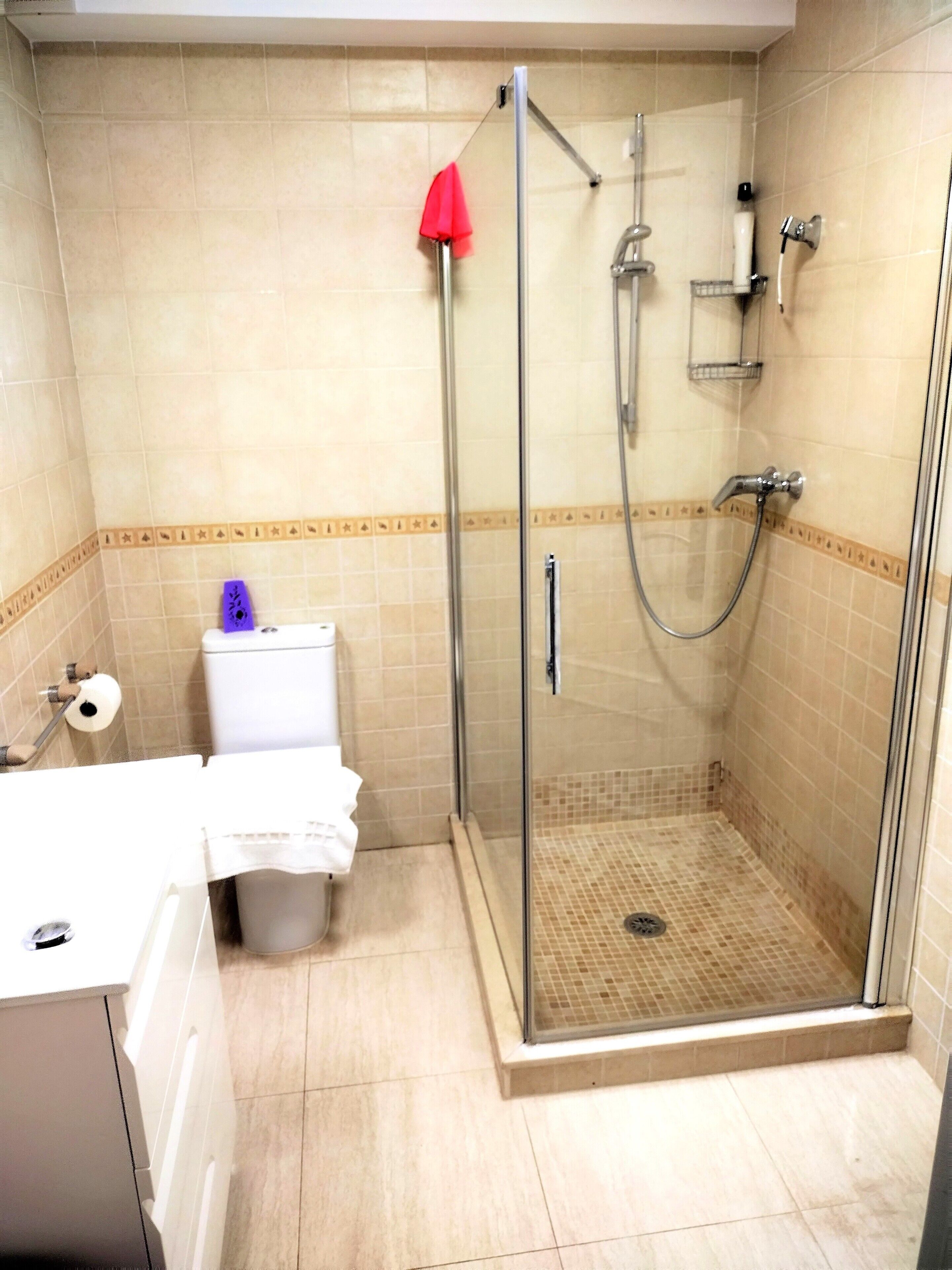 Dusj, toalettartikler (inkludert), hårføner og håndklær