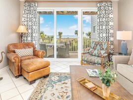 Condo, Multiple Beds, Pool Access, Ocean View (#11 - No Pets) | Living area | 40-inch TV with digital channels, fireplace