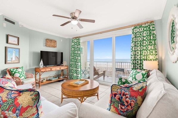 Condo, Multiple Beds, Pool Access, Ocean View (#432 - Pets) | Living area | 40-inch TV with digital channels - Beach House 1 by Tybee Vacation Rentals (Tybee Island)