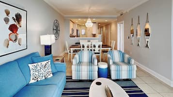 Condo, Multiple Beds, Pool Access, Ocean View (#433 - No Pets) | Living area | 40-inch TV with digital channels