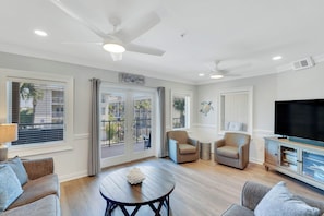 Condo, Multiple Beds, Balcony, Ocean View (Brass Rail 203 - No Pets Allowed) | Living area | 40-inch flat-screen TV with digital channels