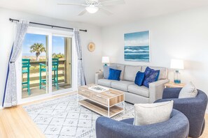 Condo, Multiple Beds, Kitchen, Ocean View (#25A - No Pets) | Living area | 40-inch TV with digital channels - Lighthouse Point 1 by Tybee Vacation Rentals (Tybee Island)