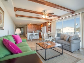 Condo, 1 King Bed with Sofa bed, Pool Access, Ocean View (#321 - Pets) | Living area | TV - Ocean Song by Tybee Vacation Rentals (Tybee Island)