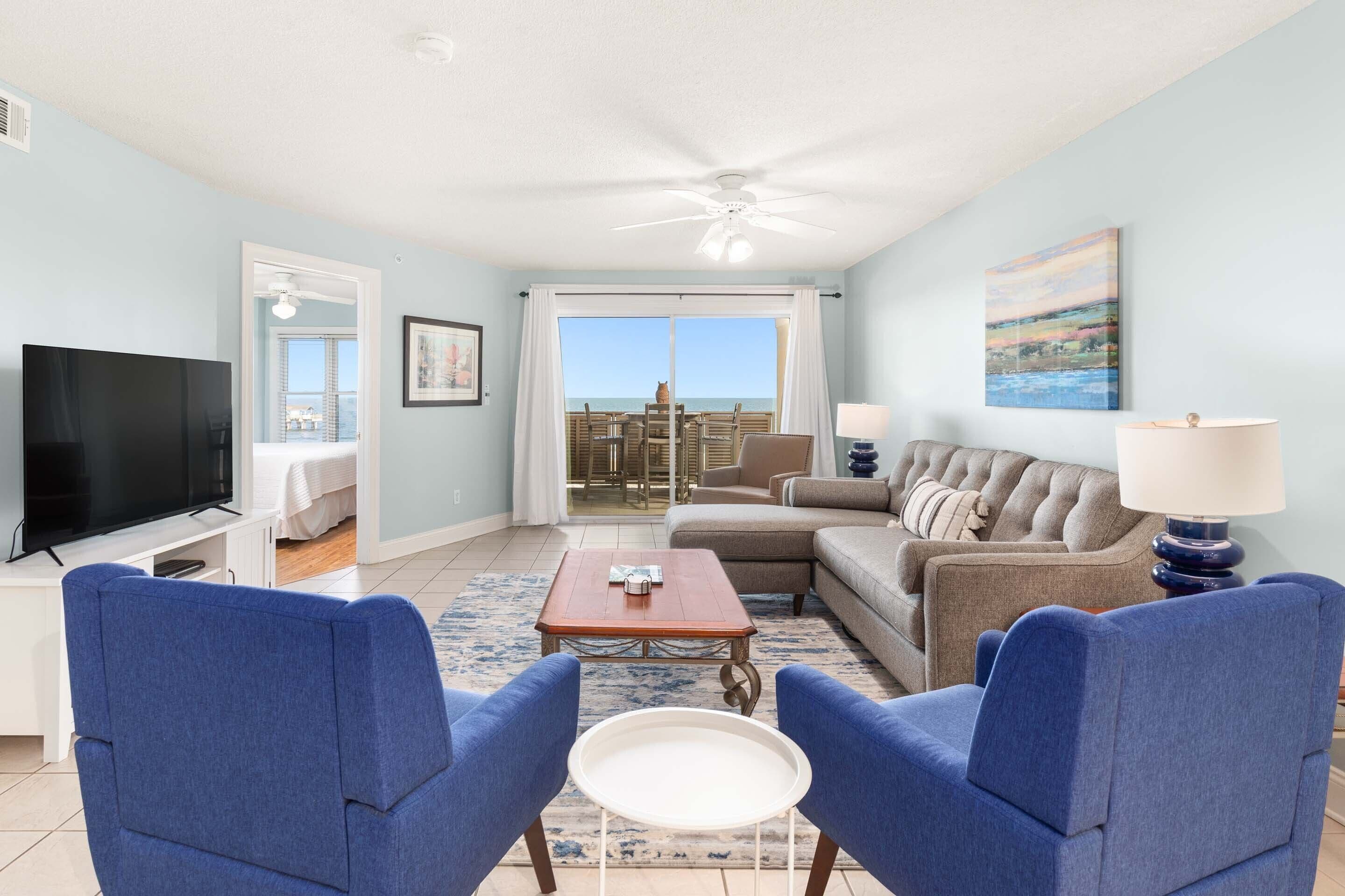 Condo, Multiple Beds, Kitchen, Ocean View (#302 - No Pets) | Living area | 42-inch flat-screen TV with digital channels, TV