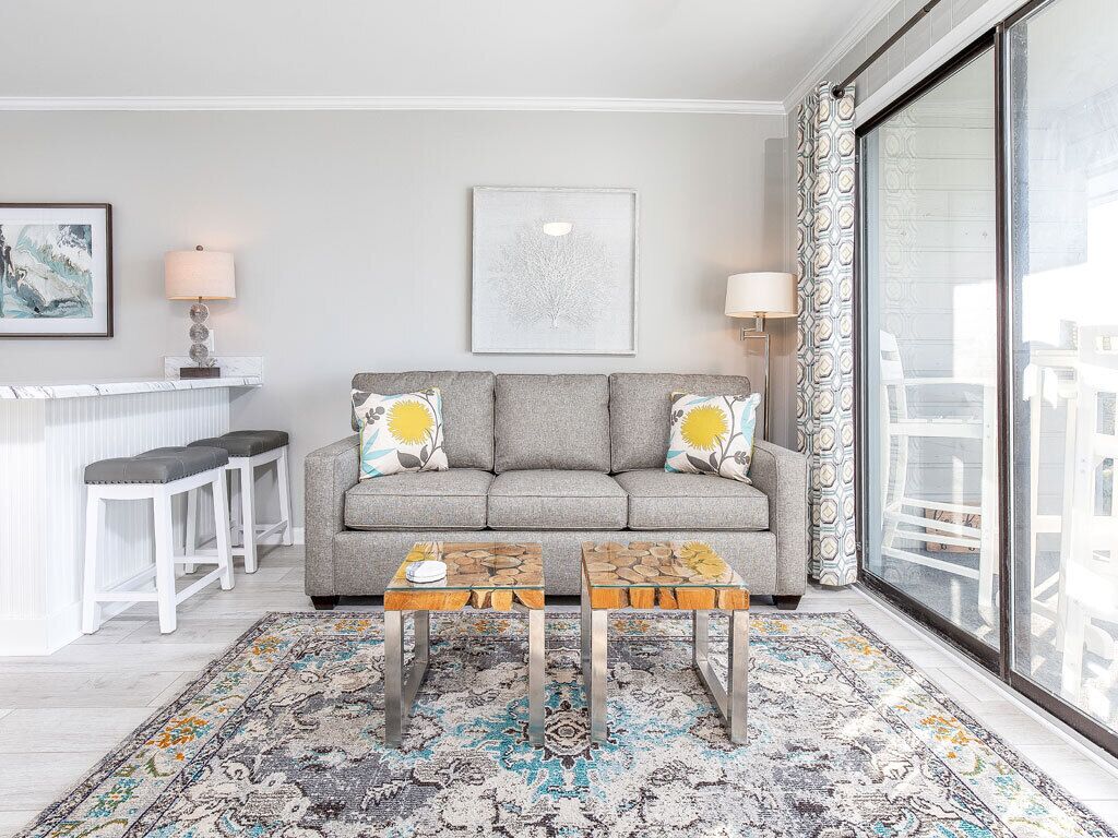 Condo, 1 King Bed with Sofa bed, Kitchen, Ocean View (#B302 - No Pets) | Living area | TV