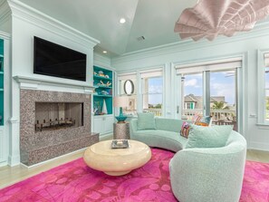 Townhome, Multiple Beds, Kitchen, Partial Ocean View | Living area | 50-inch flat-screen TV with digital channels - Aqua Vitae by Tybee Vacation Rentals (Tybee Island)