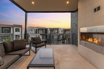 Balcony at Sunset with Fireplace
