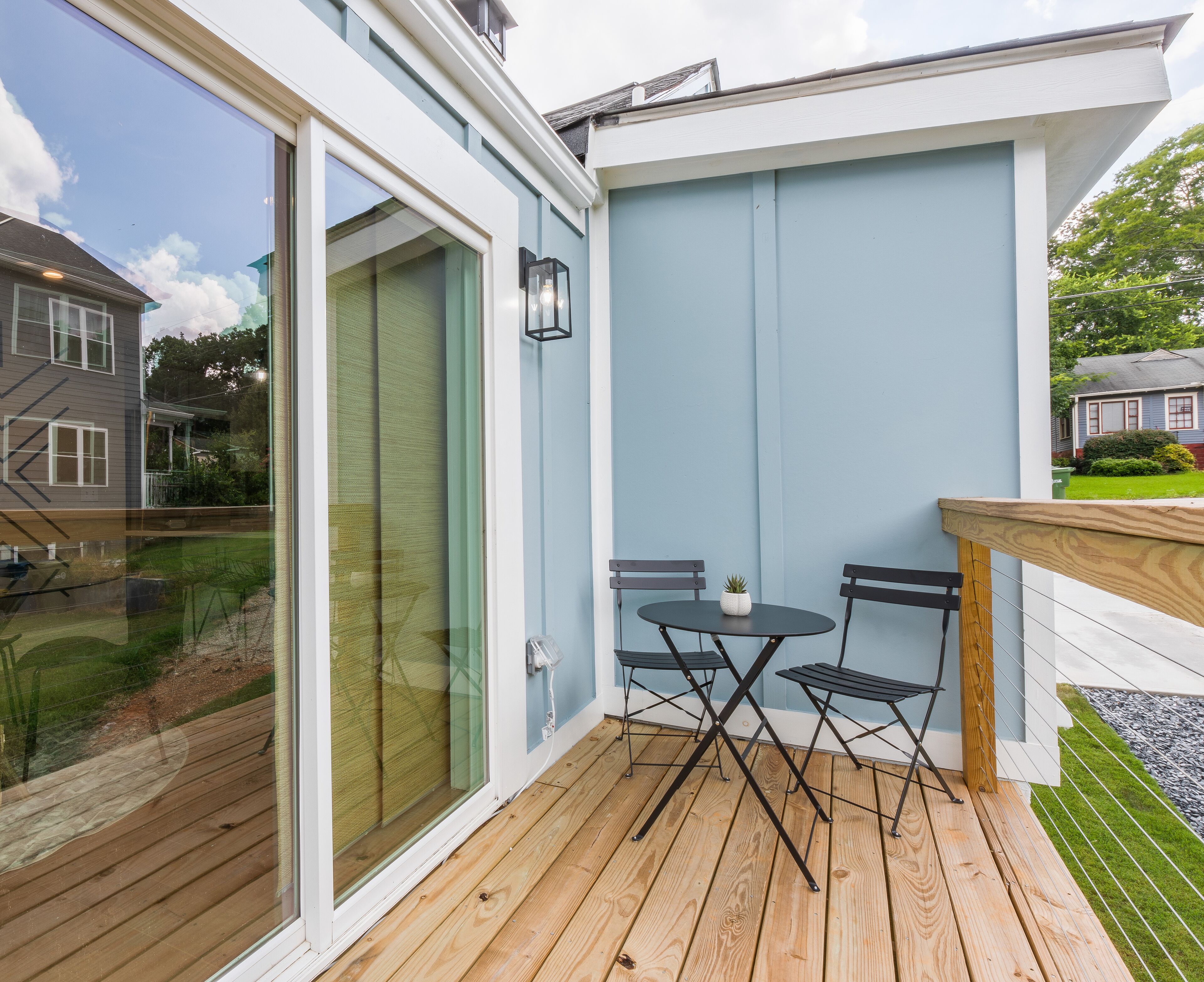 Start your day with a fresh coffee on the side deck.