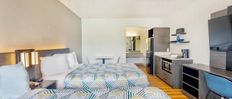 Desk, laptop workspace, blackout drapes, free WiFi