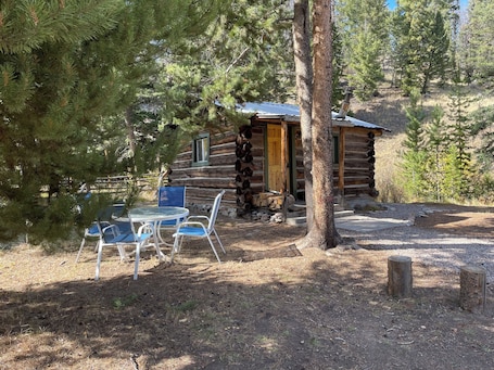 Outdoor dining. Old Canyon Creekside Cabin - Ski Park, Hot Spring
