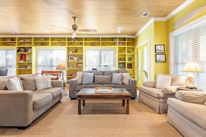 House, Multiple Beds, Kitchen, Garden View | Living area | TV - Blue Skies by Tybee Vacation Rentals (Tybee Island)