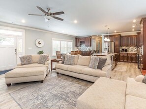 House, Multiple Beds, Pool Access, Pool View | Living area | 40-inch TV with digital channels - Casa Azul by Tybee Vacation Rentals (Tybee Island)