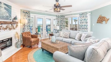 Condo, Multiple Beds, Kitchen, Ocean View | Living area | TV